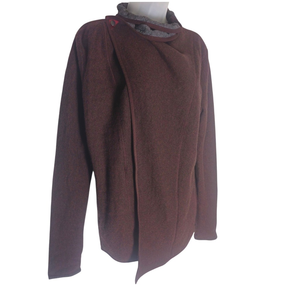 Mountain Hardware Sarafin Wrap Sweater Cardigan Brown/Gray Sz L Quilted Granola - Picture 6 of 14
